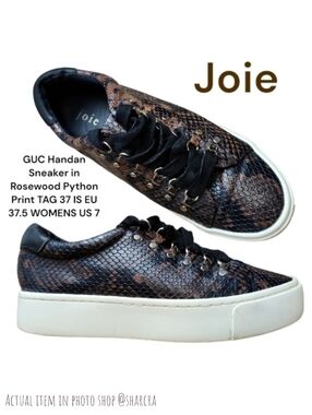 Joie Women's Handan phyton Snake Embossed leather platform Sneakers studded 37